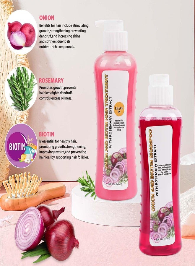 TIMLIFE Onion And Biotin Hair Treatment 2 * 8.38 fl Oz, Onion Biotin and Rosemary Shampoo and Treatment Set, Silicone Free Shampoo and Treatment for All Hair Types Conditioner Hair Care - Image 4